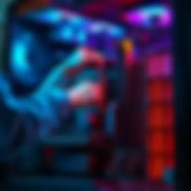 Motherboard Replacement A person installing a new motherboard into a computer case, showing various components like RAM and CPU.