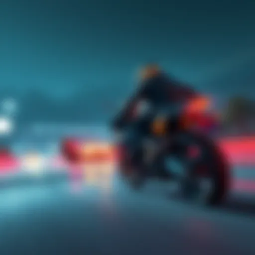 A player on a motorbike speeding towards Alad V, ready to collide in an intense gaming session.