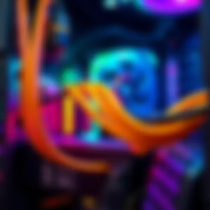 Mounted PSU Cables in a PC Build Close-up of mounted PSU cables for a computer setup, showing connected power supply and organized wiring for efficient power delivery.