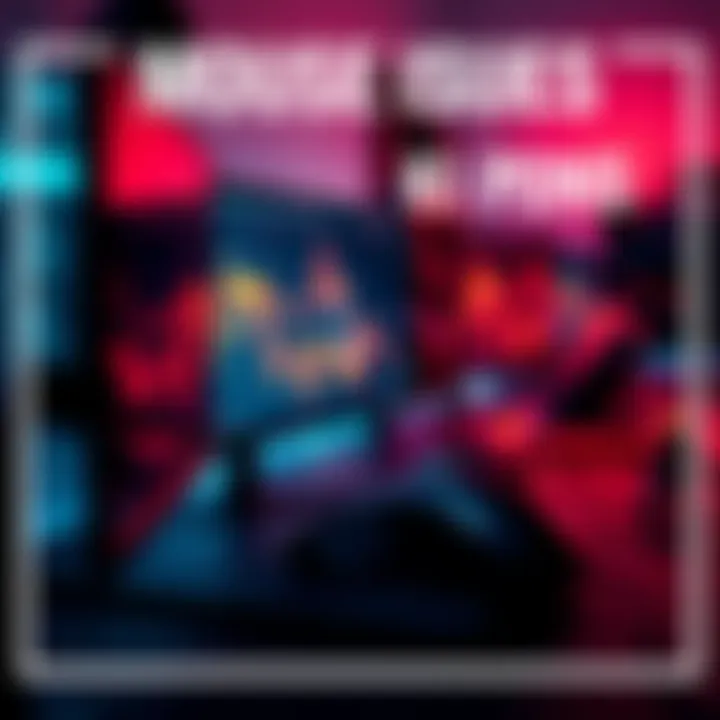 A gaming setup with multiple monitors showing a mouse cursor moving from one screen to another