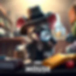 A cartoon mouse detective wearing a hat and magnifying glass, looking at clues in a cozy room with various items scattered around.