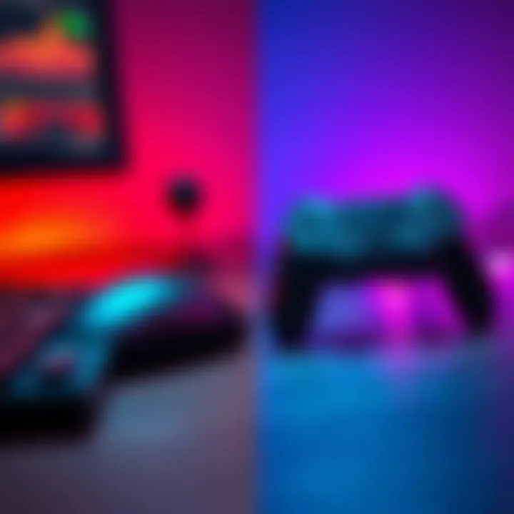 A side-by-side comparison of a mouse and keyboard setup next to a game controller, highlighting the debate between gaming inputs.