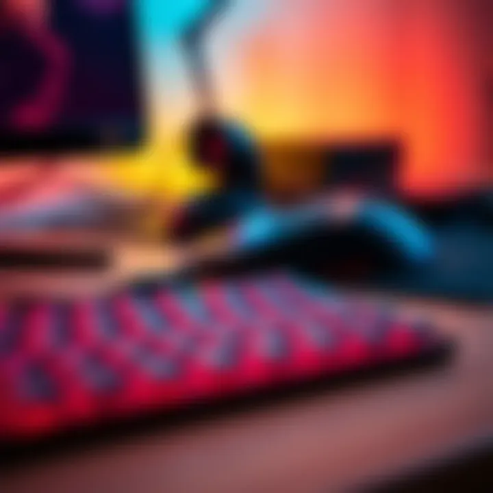 A close-up of a gaming mouse and keyboard on a desk, perfect for playing games while recovering from surgery.