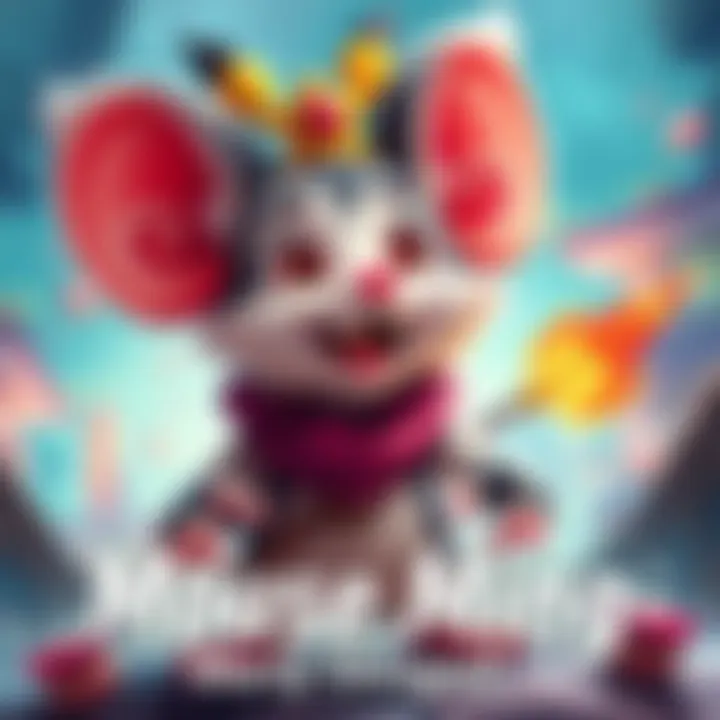 A colorful graphic of Mouse Ming, a lively mouse character with big ears and a playful expression, ready for action in a game setting.