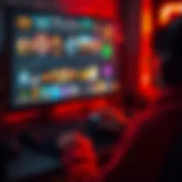 A person playing a computer game using only a mouse, with a selection of colorful game icons on screen.