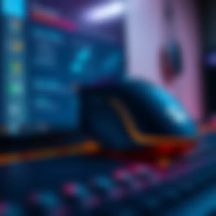 A close-up of a computer mouse and settings on a screen, illustrating control and customization.