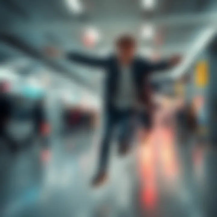 Person demonstrating new movement technique Individual moving quickly in multiple directions, showcasing the new technique's versatility.