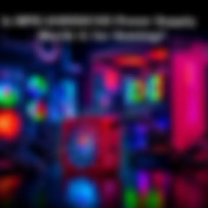 MPG A850GS PCIe5 power supply displayed next to a high-performance gaming PC with a 5070ti graphics card and 9800x3D CPU