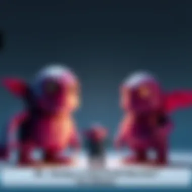 A visual comparison showing Mr. Goopy as a small creature in two different forms, with distinct features emphasizing its different appearances.