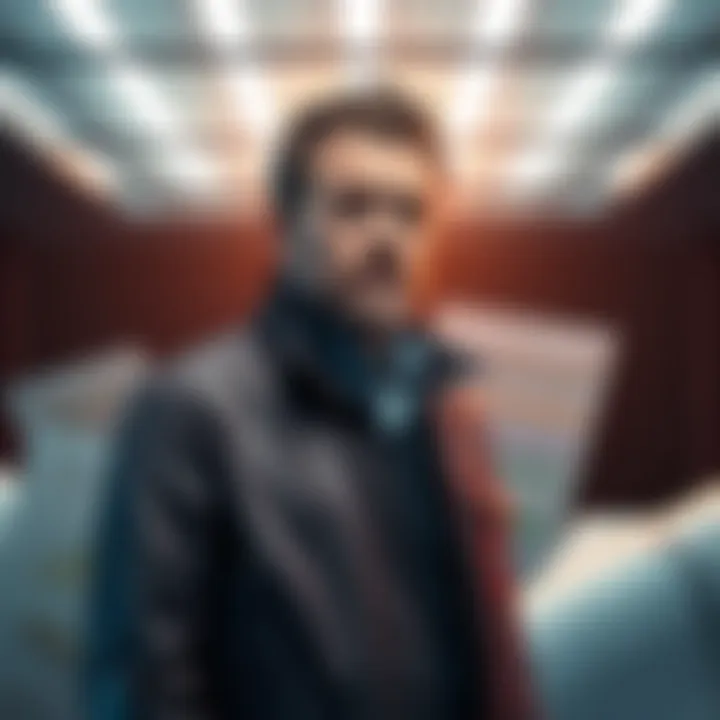 Mr. Forsen stands looking thoughtful, surrounded by charts and plans, symbolizing his strategic decisions ahead.