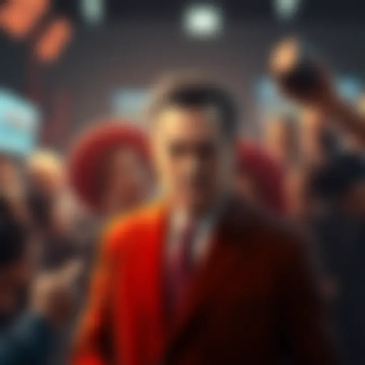 Mr. X standing with a frustrated expression, surrounded by reporters and cameras