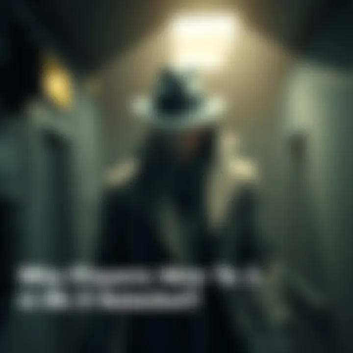 Mr X character lurking in a dark corner of the police station, showcasing his imposing figure in a trench coat and hat