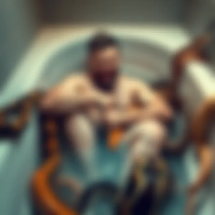 MrBeast sitting in a bathtub filled with various snakes, one snake biting his arm