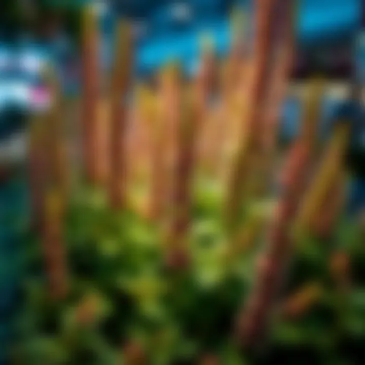 Mullein herb display at Galleria A vibrant display of quality mullein herbs at the Galleria in Buried City, showcasing their lush green leaves and tall spikes.