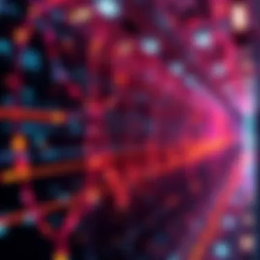 A modern digital network with data packets efficiently distributing to multiple devices simultaneously, representing multicast technology in action.