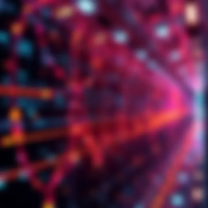 A modern digital network with data packets efficiently distributing to multiple devices simultaneously, representing multicast technology in action.