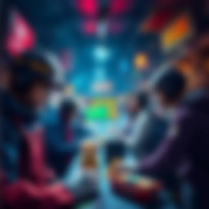 Players engaging in a virtual marketplace, trading goods and making money in an economy-based game