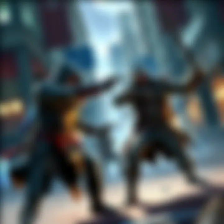 Multiplayer characters from Black Flag engaged in a Templar side quest, showcasing their assassin skills in an urban setting.