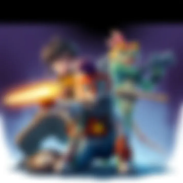 Illustration of diverse characters including a human, feline, and lizard, showcasing their unique abilities in a multiplayer setting