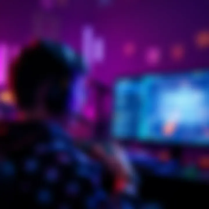 A gamer looking at two screens showing in-game invite and friend list options for multiplayer gaming.