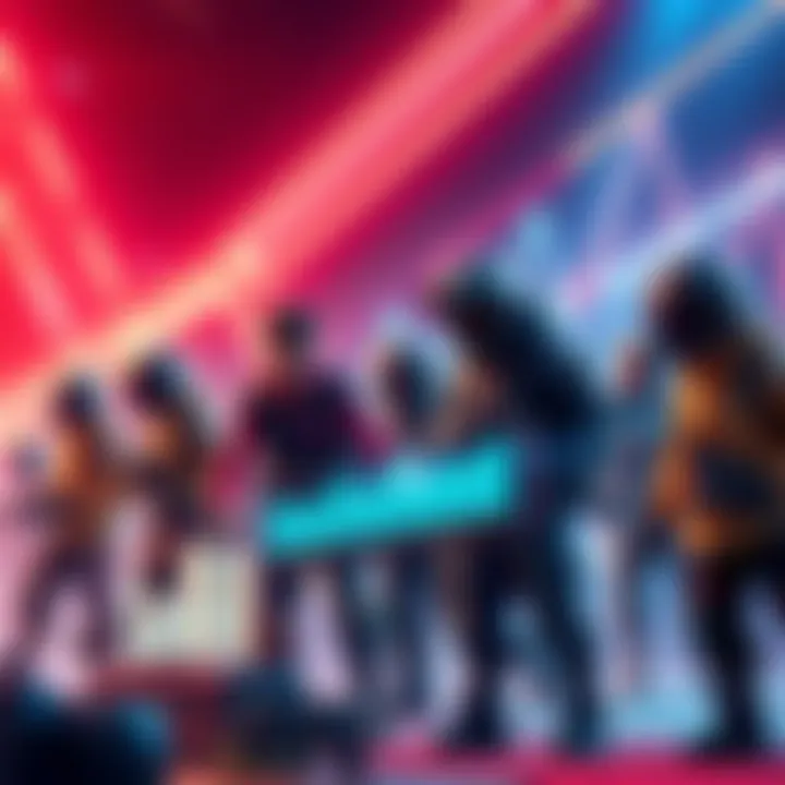 A scene showing various gaming characters with progress bars and stats on a bright background, symbolizing multiplayer game enhancements.