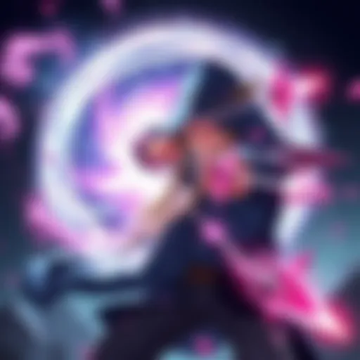 A visual representation of a character using multishot with swirling void magic energy surrounding them, showcasing multiple arrows being fired towards a target.