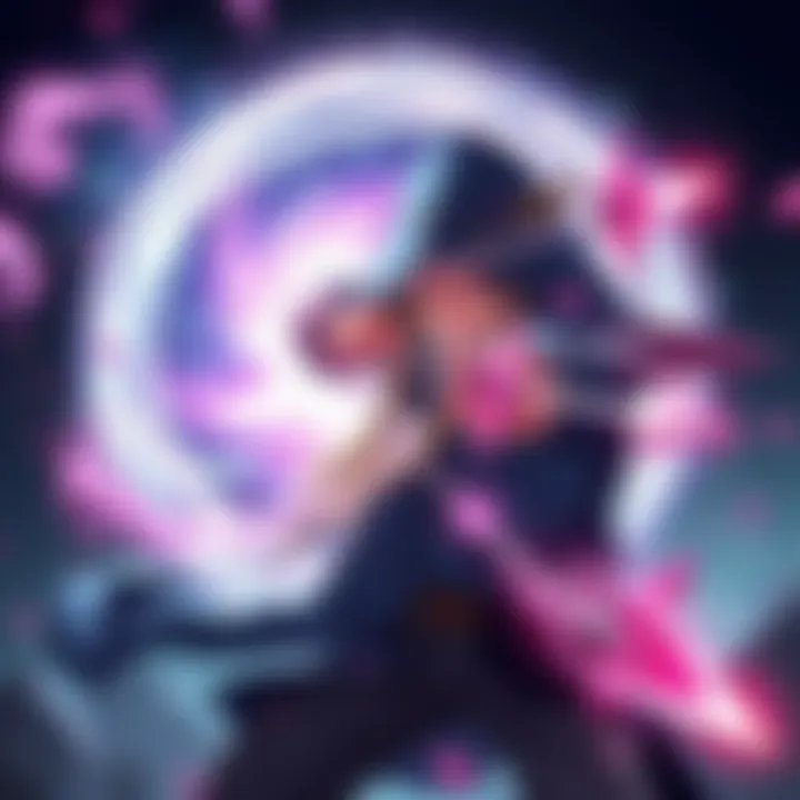 A visual representation of a character using multishot with swirling void magic energy surrounding them, showcasing multiple arrows being fired towards a target.