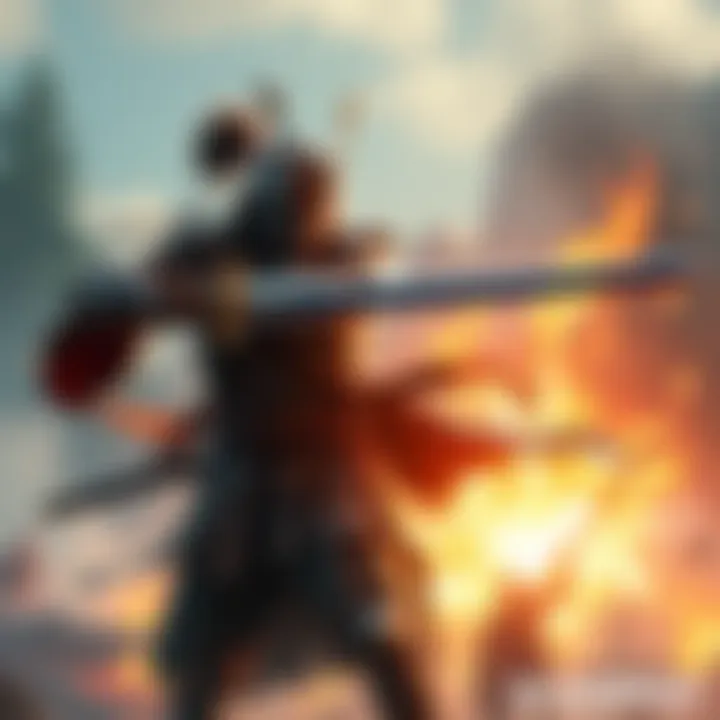 A warrior swinging the Muramasa sword, striking down a guardian in one powerful motion.