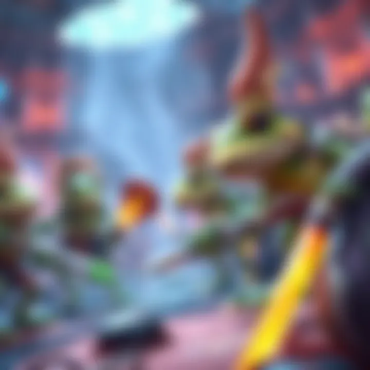 Players engaging with Murloc characters in the Arena, completing quests and challenges.