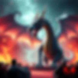 A vibrant, majestic dragon symbolizing strength and power, set against a dynamic backdrop of debate and discussion.