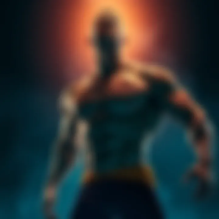 A strong, muscular figure symbolizing Alex's potential power as he consumes more mass