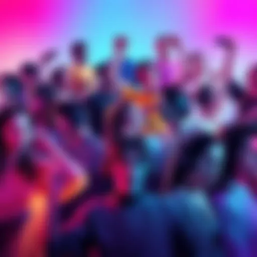 A vibrant collage of various music genres including pop, rock, and hip-hop with people enjoying music on headphones