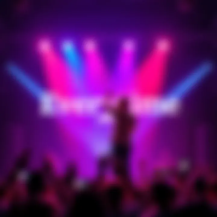 A musician on stage singing 'Everytime' with vibrant lights around, connecting with an enthusiastic crowd.