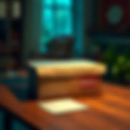 A closed box sits on a wooden table with a curious envelope beside it, hinting at a surprise inside.