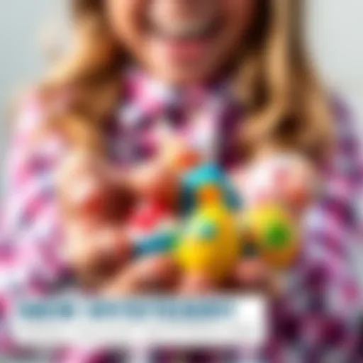 Person holding colorful mystery eggs with excitement