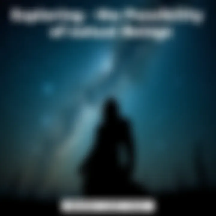 A shadowy figure resembling a mythical being in a starry night sky