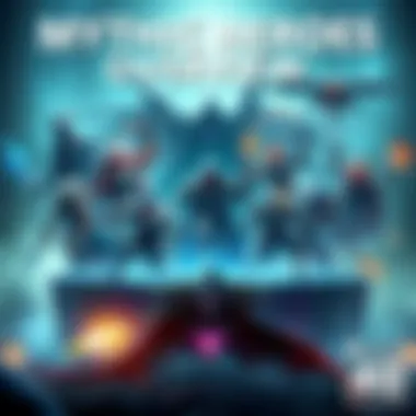 Visual representation of 40 mythic heroes, with a small group of 27 heroes highlighted as mythic-less, showcasing their unique abilities and stats.