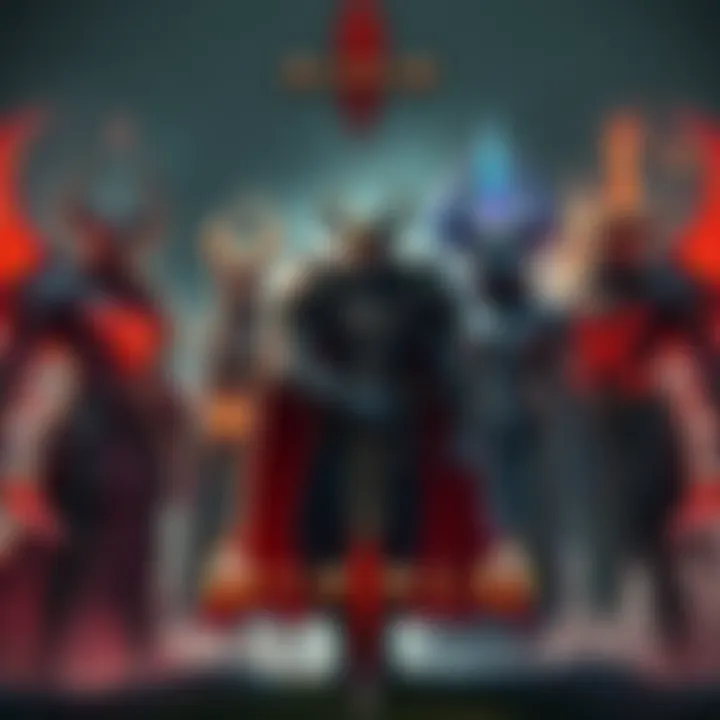 A fantasy image showcasing various mythical skin designs for Diablo characters, featuring colorful armor and creative themes inspired by mythology.