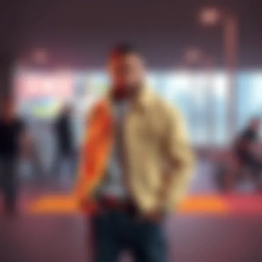 N3on posing in a scene inspired by his lookalike from the GTA 6 trailer, dressed similarly to the game character.