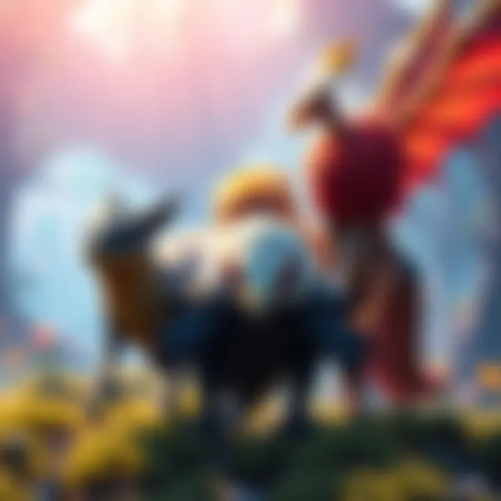 Named Beasts in the Game Caligo, Highwing, and Sepulchria, the unique named beasts, displayed together in a colorful game environment.