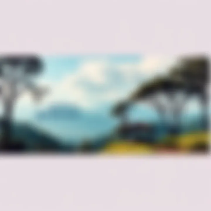 A serene view of the Namielle Retreat surrounded by nature, with trees and a clear sky in the background.