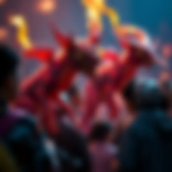 People participating in a naming competition for unique Lao subspecies inspired by dramatic animations and flames.
