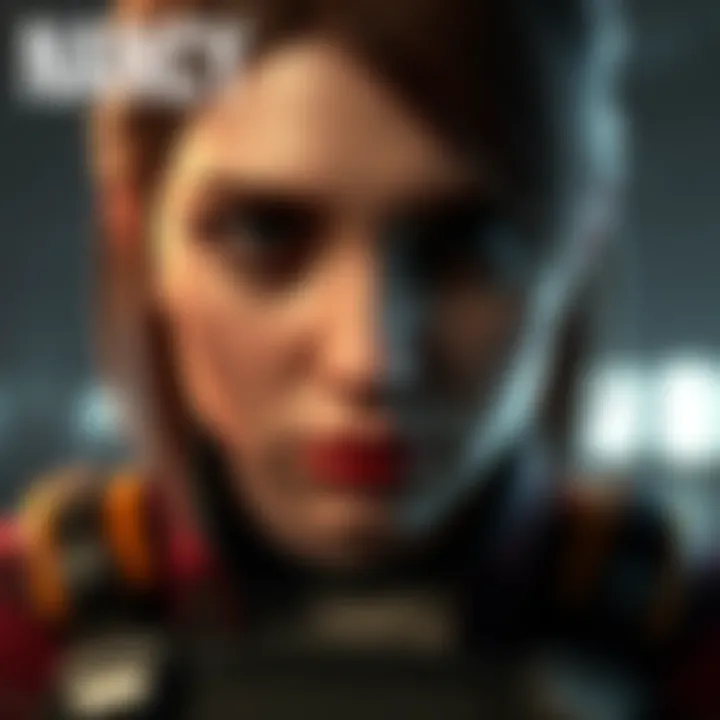 Nancy's New Look in DbD A close-up of Nancy's redesigned face in Dead by Daylight, showcasing changes in her facial features and expressions, with a somber atmosphere.