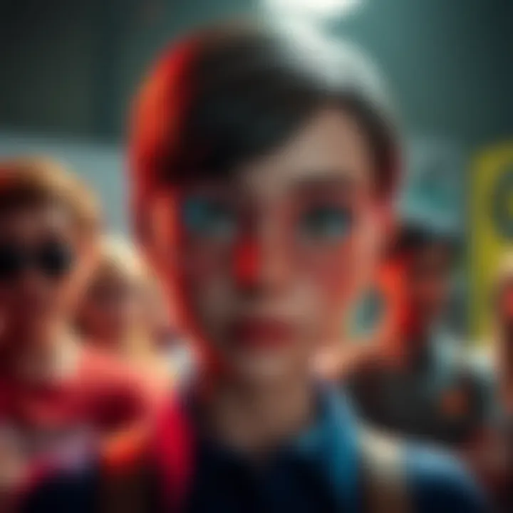 Close-up of Nancy's reworked face in a game, showing her new features and expressions, with fans discussing in the background.