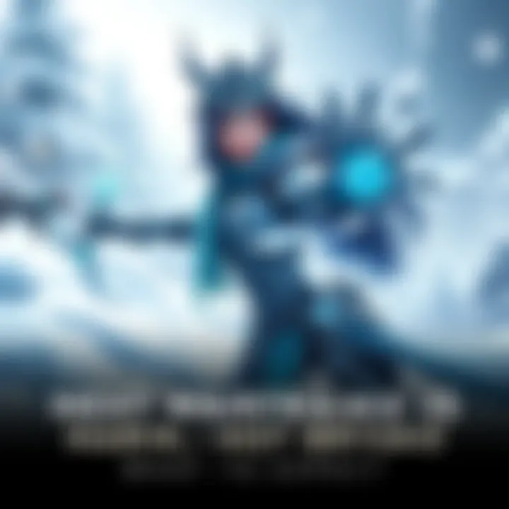 Narin, a frost-themed female character in a dynamic pose, showcasing icy powers against a snowy background
