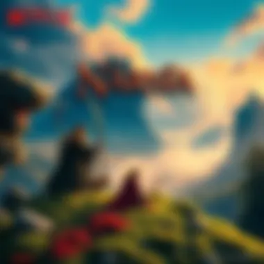 Poster for Netflix's Narnia film showing characters in a fantasy setting with vibrant landscapes