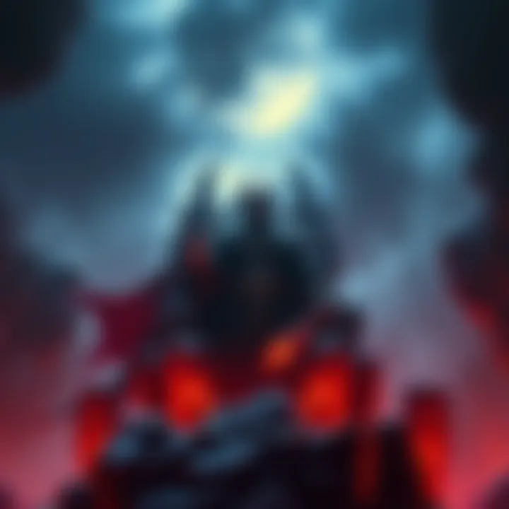 Nasty King in the Underworld The Nasty King, a shadowy figure in dark royal attire, stands atop a rocky throne in the underworld, exuding an aura of power and menace.