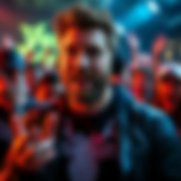 NateTheHate speaking about the development of Insomniac's Venom game with excited fans in the background