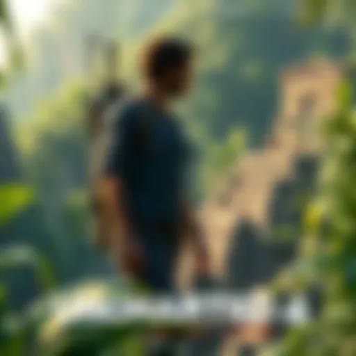 Nathan Drake in Uncharted 4 Nathan Drake exploring a lush jungle with ancient ruins in Uncharted 4