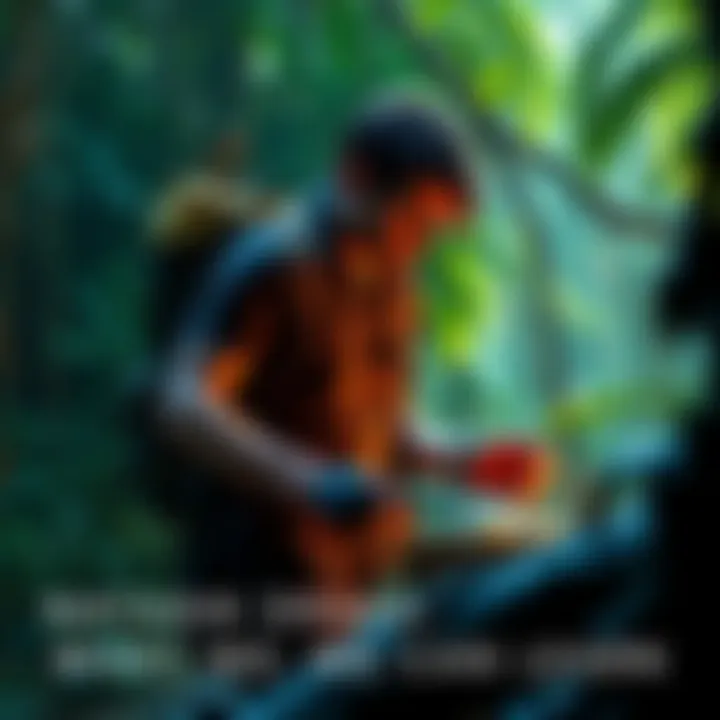 A character resembling Nathan Drake, dressed in adventure gear, searching for treasure in a jungle setting